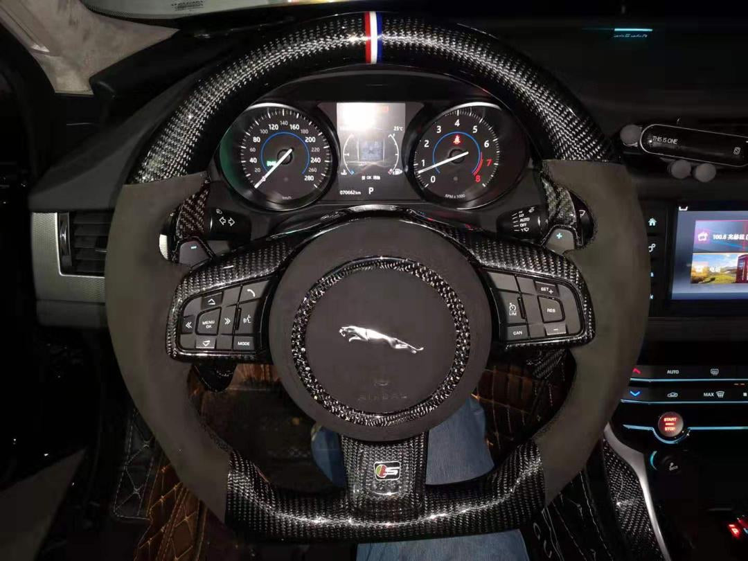 Vinyl Carbon Fiber Steering Wheel Button Frame Cover Trim For Jaguar F-TYPE