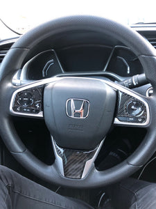 2016+ Honda Civic Carbon Fiber Steering Wheel Trim